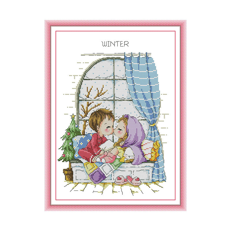 Love Series 37×48cm Cross Stitch Kits 11CT Stamped Full Range of Embroidery Starter Kit for Beginners Pre-Printed Pattern