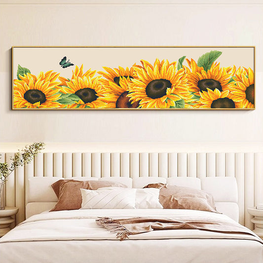 123X37CM Sunflower DIY Cross Stitch Kits Full Range of Embroidery 11CT 3 Strands NO Frame