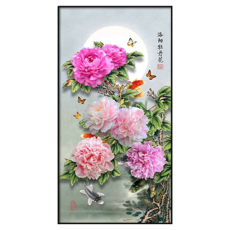 70X123 cm Peony flower Cross Stitch Kits 11CT Stamped Full Range of Embroidery Starter Kit for Beginners Pre-Printed Pattern