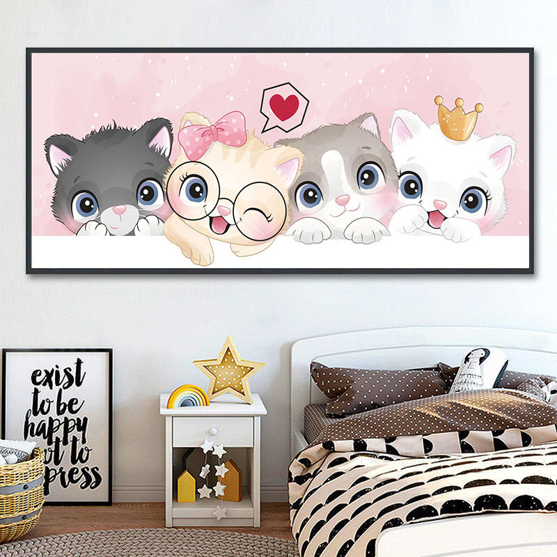 45X110CM - Cute Cat DIY Product 5D Full Diamond DIY Painting NO Frame