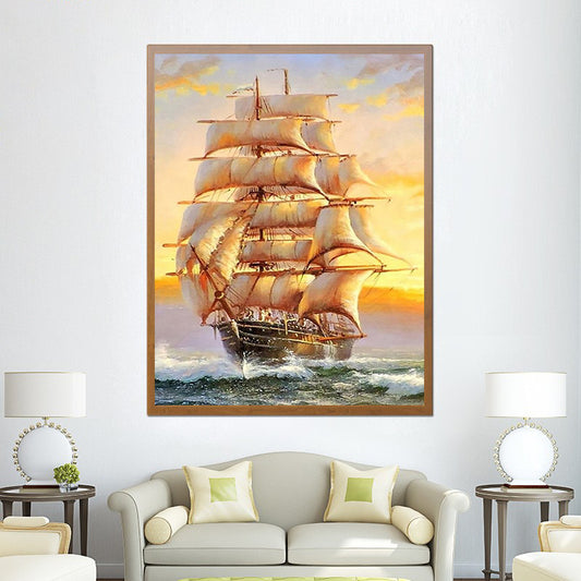60X80CM -  Sailboat DIY 5D Full Diamond Painting NO Frame