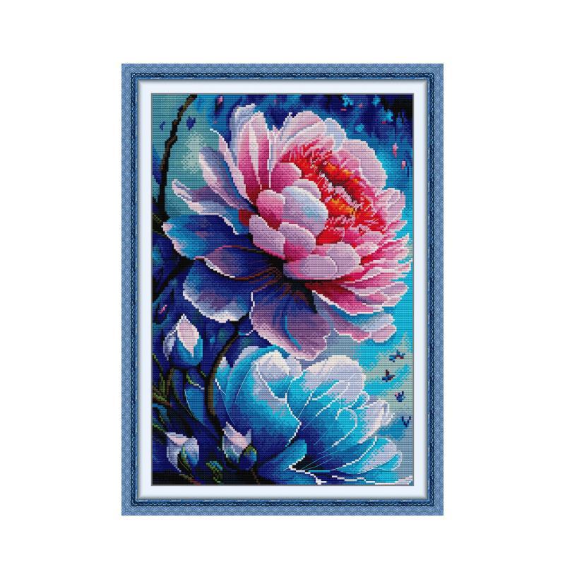 43×60cm Flower  3 strands 11CT  Stamped Cross Stitch Full Range of Embroidery Starter Kit for Beginners Pre-Printed Pattern