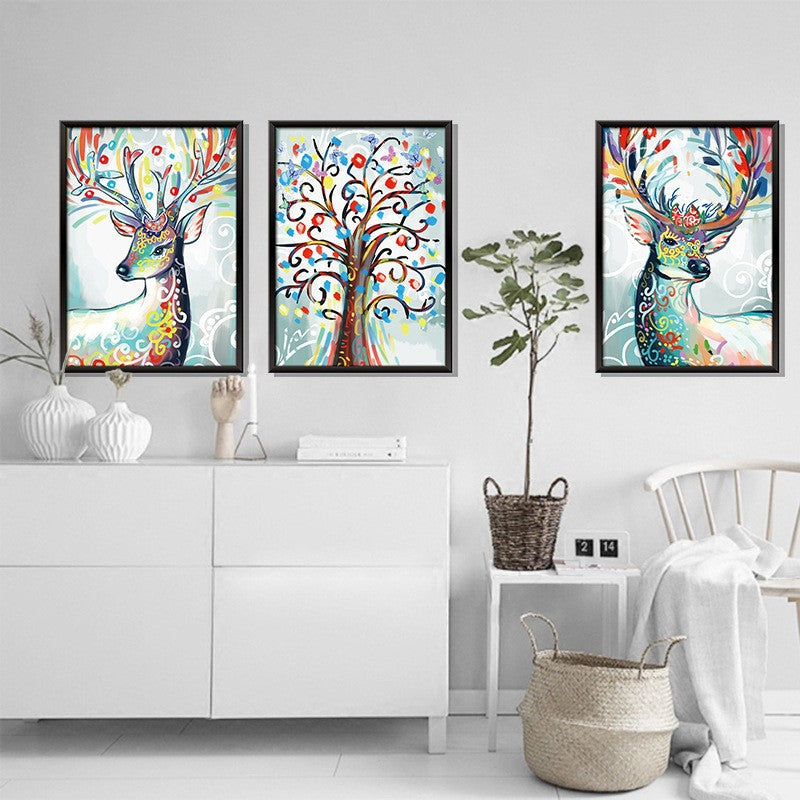 50X120CM -  3pcs Deer DIY 5D Full Diamond Painting NO Frame