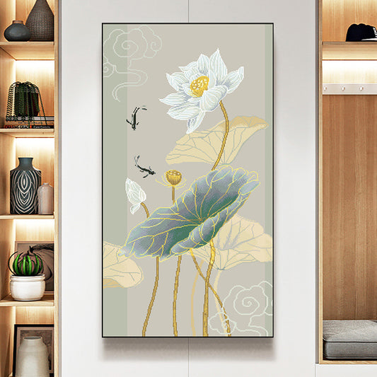 60X110CM Lotus Flower DIY Cross Stitch Kits Full Range of Embroidery 11CT 3 Strands NO Frame
