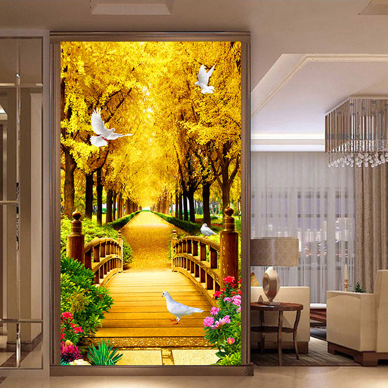 Golden Tree and White Pigeon DIY Product 5D Full Diamond DIY Painting NO Frame