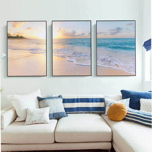 60X135CM - 3PCS Beach DIY 5D Full Diamond Painting NO Frame