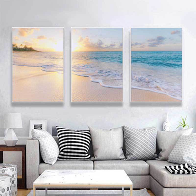 60X135CM - 3PCS Beach DIY 5D Full Diamond Painting NO Frame