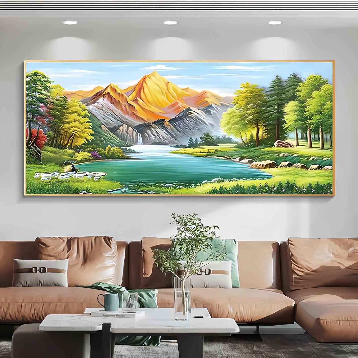 60X150CM  Golden Mountains DIY Cross Stitch Kits Full Range of Embroidery 11CT 3 Strands NO Frame