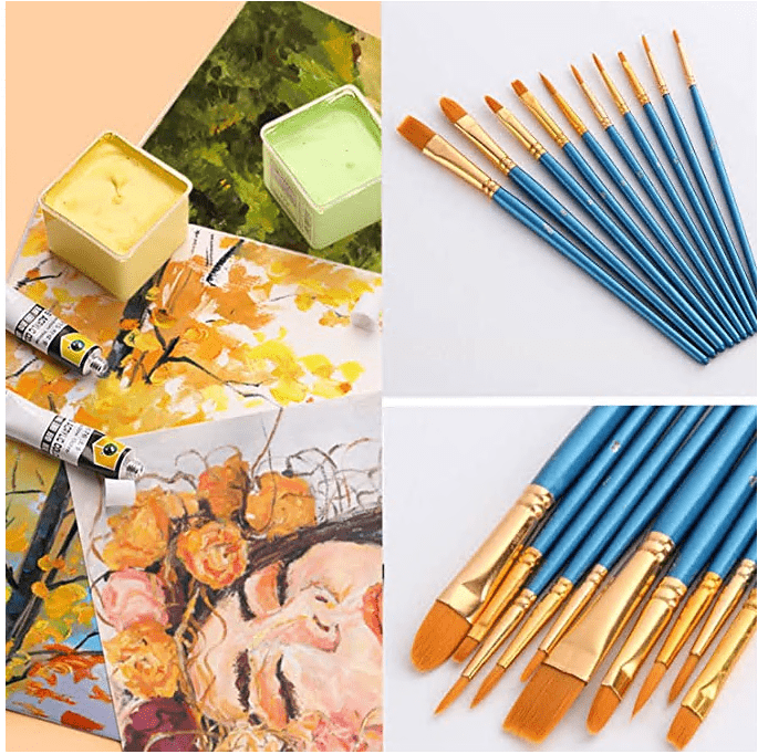 Not Sold Separately  10Pcs Artist Paintbrushes Paint Brushes for Acrylic Oil Watercolor Body Face Painting Rock Painting Kit