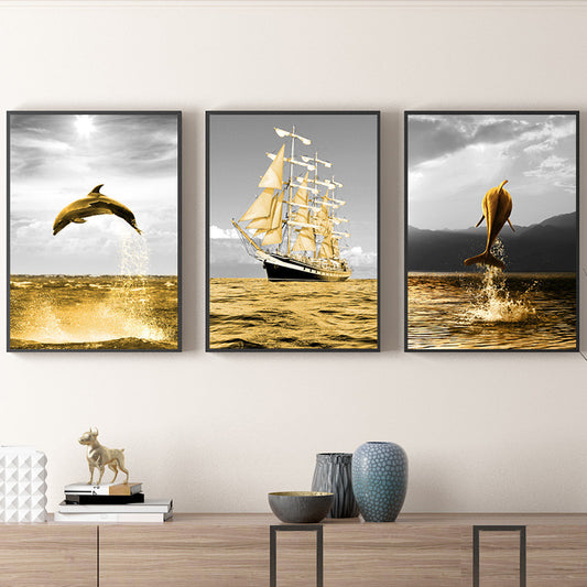 120X55cm 3Pcs - Fish Dolphin DIY 5D Full Diamond Painting NO FRAME