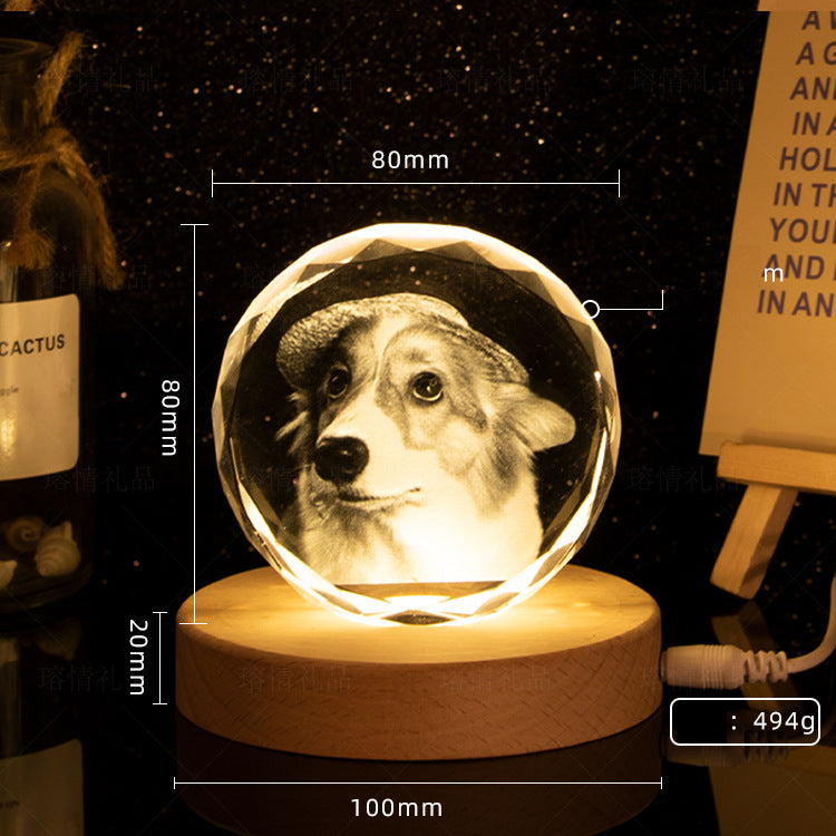 Custom Crystal Ornaments Personalized Custom Photo and Word With LED Lamp
