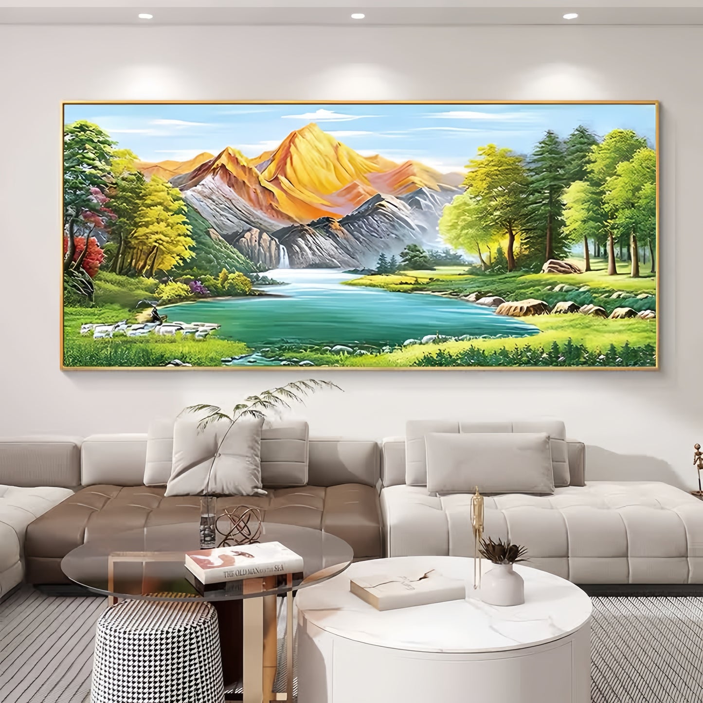 60X150CM  Golden Mountains DIY Cross Stitch Kits Full Range of Embroidery 11CT 3 Strands NO Frame