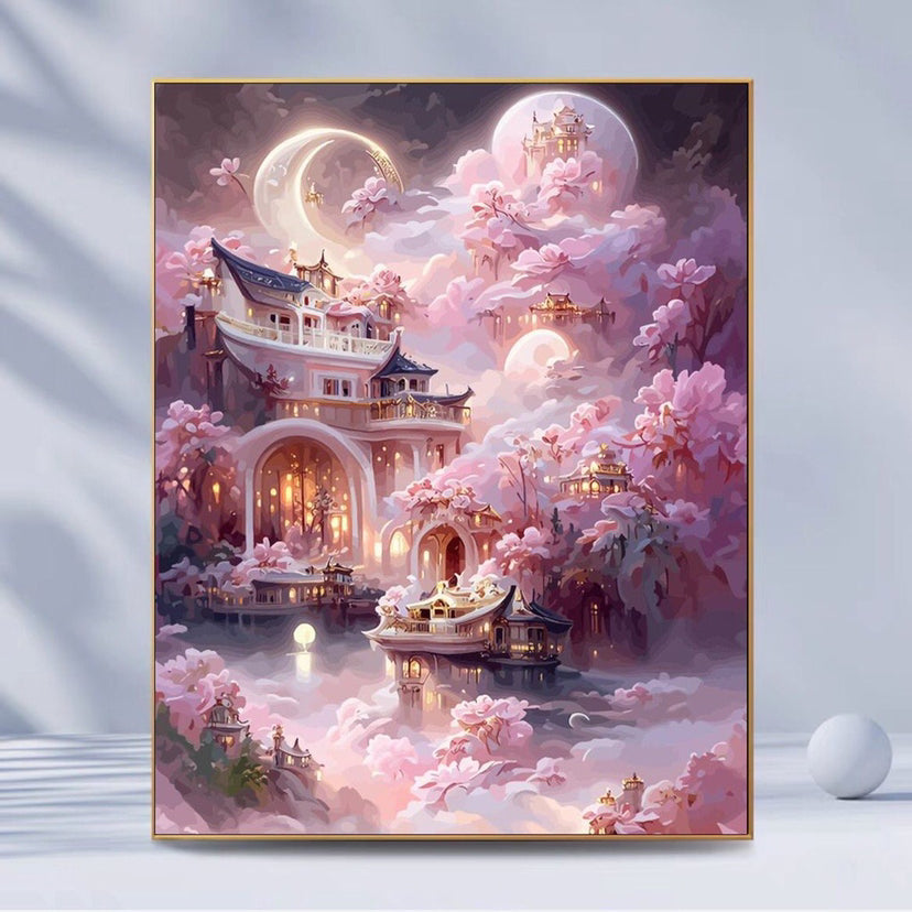 50X70CM - Flower Castle DIY 5D Full Diamond Painting NO Frame