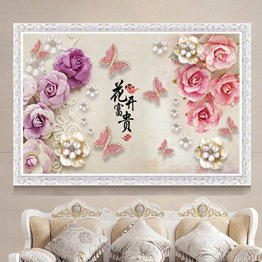 60X90CM -  Flower DIY 5D Full Diamond Painting NO Frame