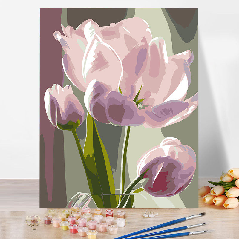 Tulip flower No Framed DIY Oil Painting By Numbers 40*50CM