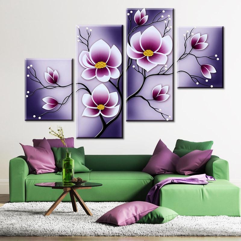 131x75CM 4PCSFlower 5D  Diamond Painting -NOT FULL Drilled and No frame