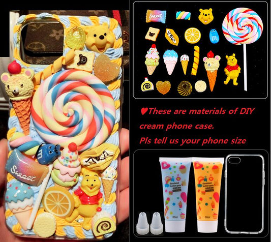 Bear Handmade Cream Glue Diy Phone Case