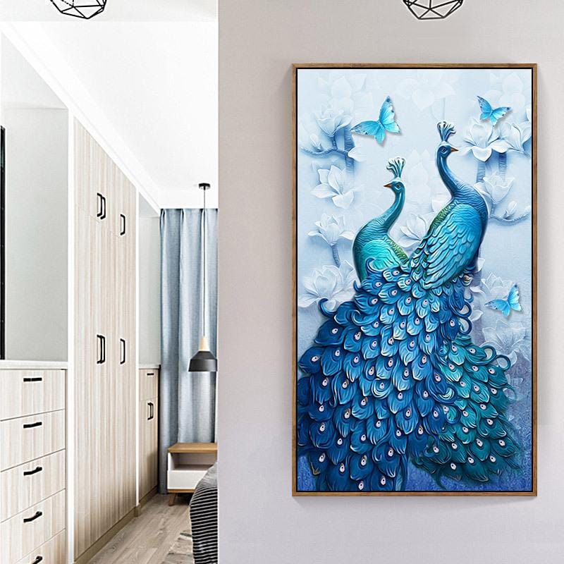 60X100CM-2 peacock- DIY 5D Diamond Painting Full drilled