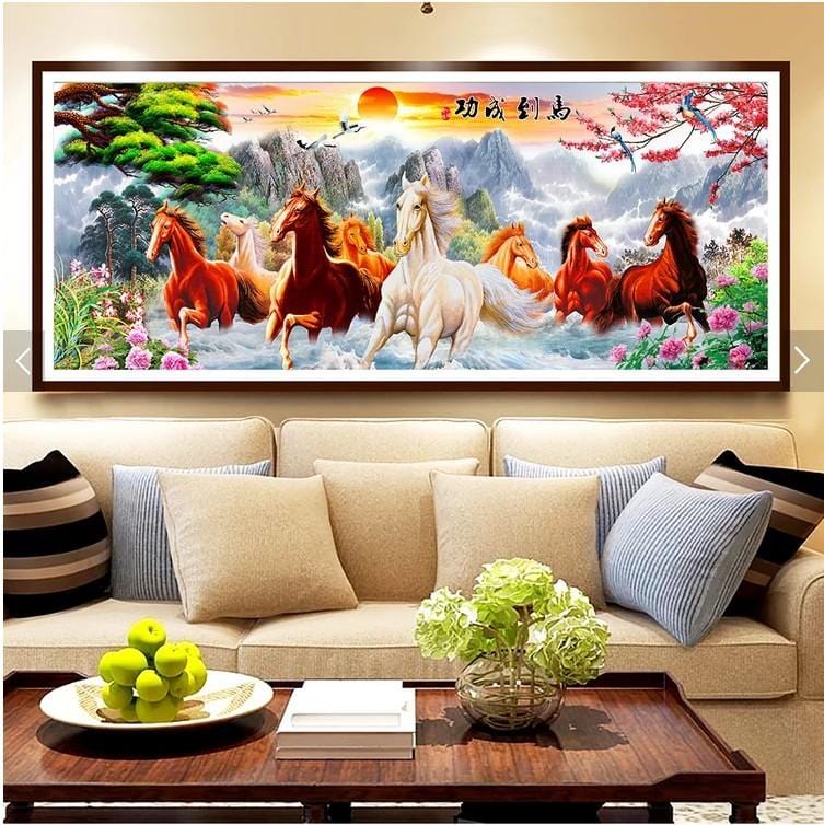 120X50CM-8 horse -DIY 5D full Diamond Painting NO FRAME M7566