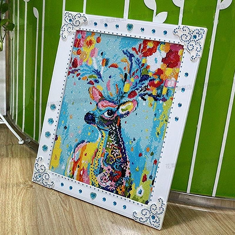 60X75CM-Colorful Deer 5D Full Diamond Painting DIY No Frame A6076