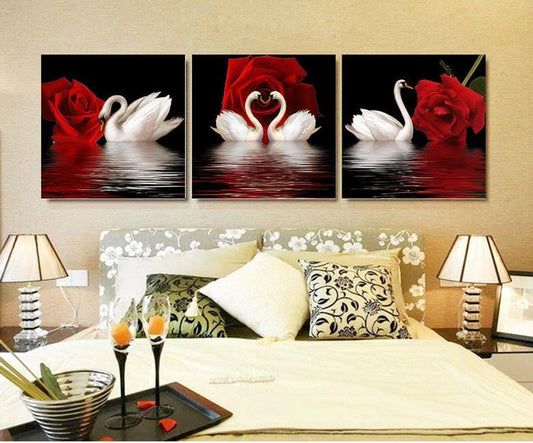 150x50CM （Each50X50CM Swan 5D Full Diamond Painting NO Frame