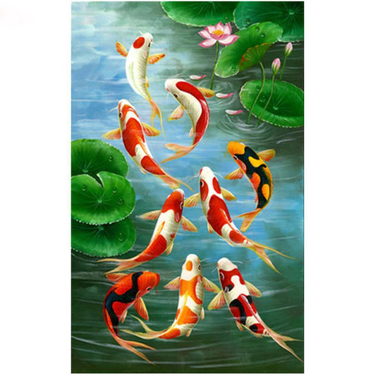 60x95CM 9 fish 5D Full Diamond Painting DIY NO Frame Round diamond A9422