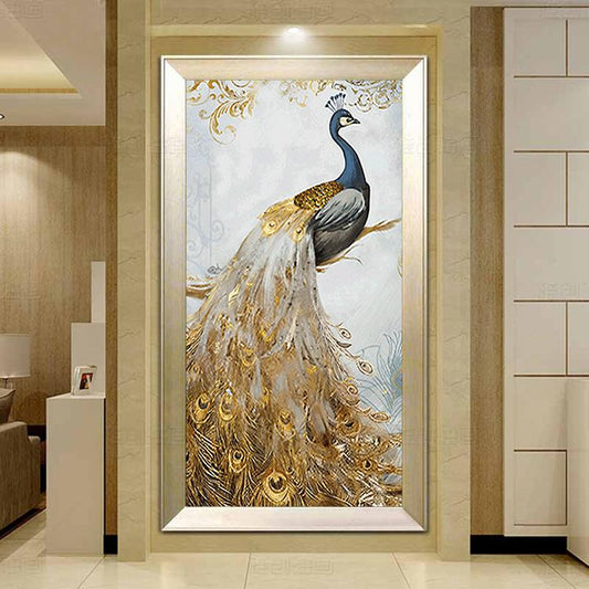 70x130CM-Gold Peacock- 5D Full Diamond Painting DIY Pictures