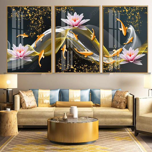 120X50CM-9 Fish- DIY 5D Diamond Painting Full drilled No frame -3pcs（Each40x50cm）