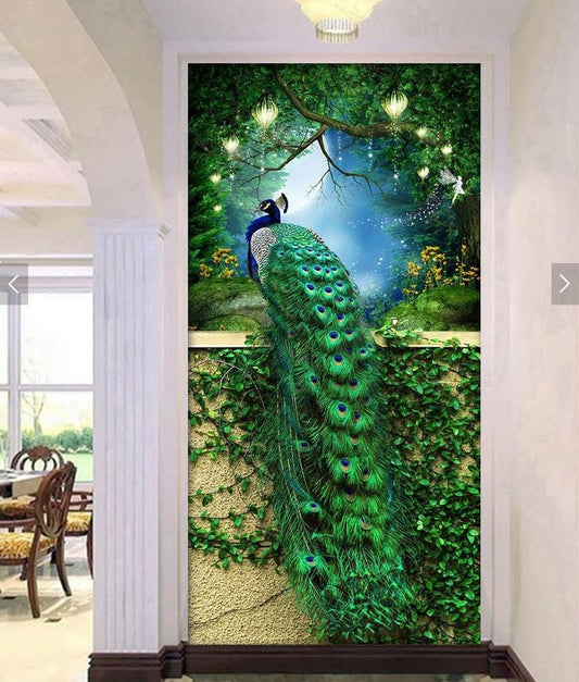 40X60 CM Green Peacock 5D Full Diamond Painting DIY Pictures A7020