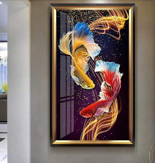 60X100 CM Gold Fish koi 5D Full Diamond Painting DIY Pictures NO FRAME