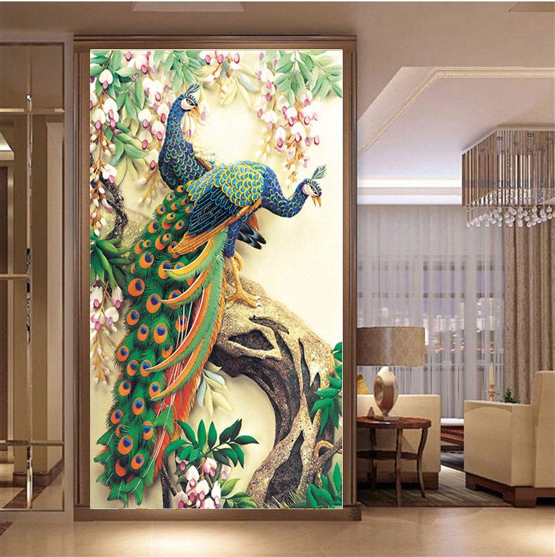 40X60CM Peacock with flower 5D Full Diamond Painting DIY Pictures A6939