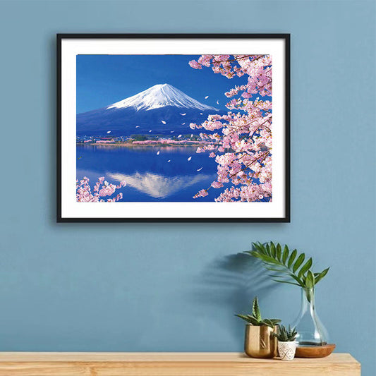 70x50CM-Mount Fuji and cherry blossoms DIY 5D full Diamond Painting no frame M0318