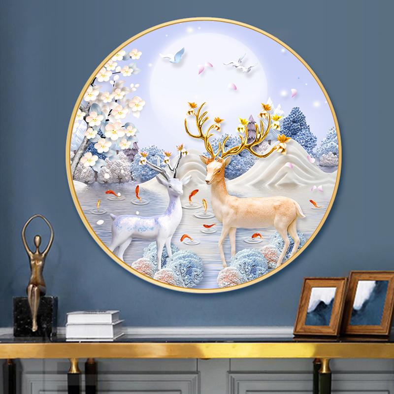 60x60CM Deer& Fish 5D Full Diamond Painting NO Frame round diamond