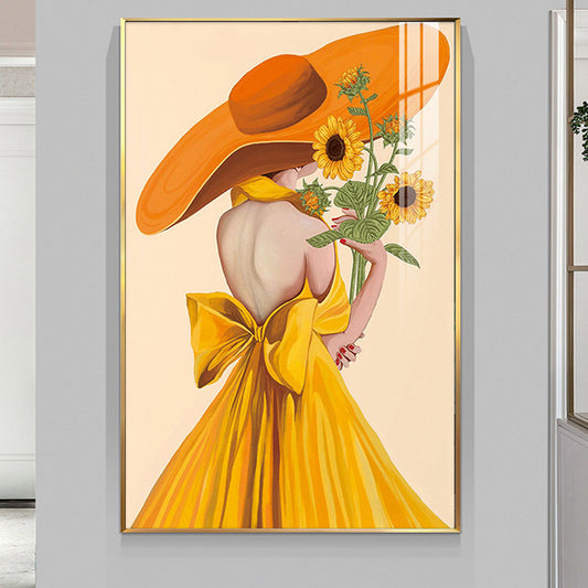 Yellow Hat Girl 5d diy diamond painting full drill NO FRAME  M8640