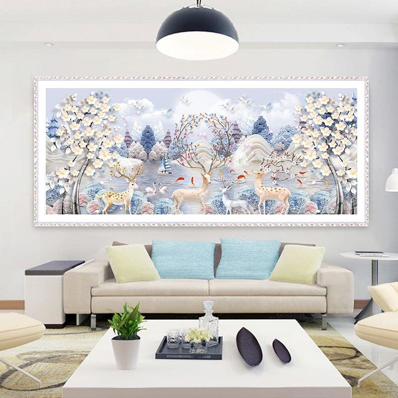 150x60CM Lucky Deer 5D Full Diamond Painting NO Frame Round diamond