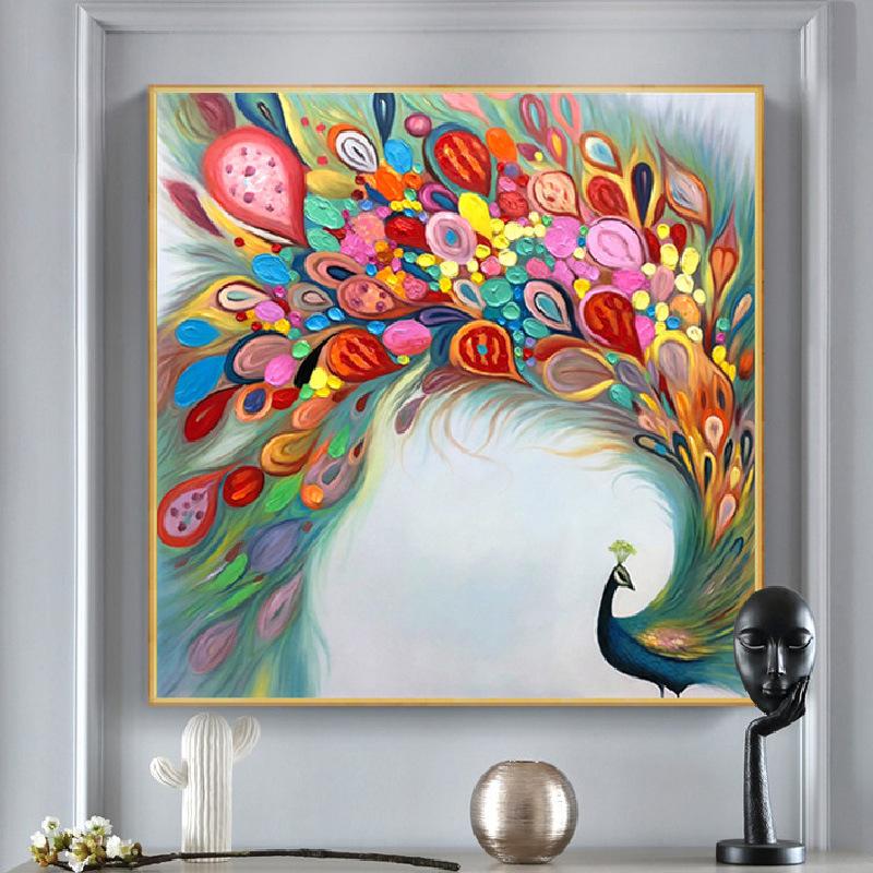 60X60 CM Colorful Peacock  5D Full Diamond Painting DIY NO Frame