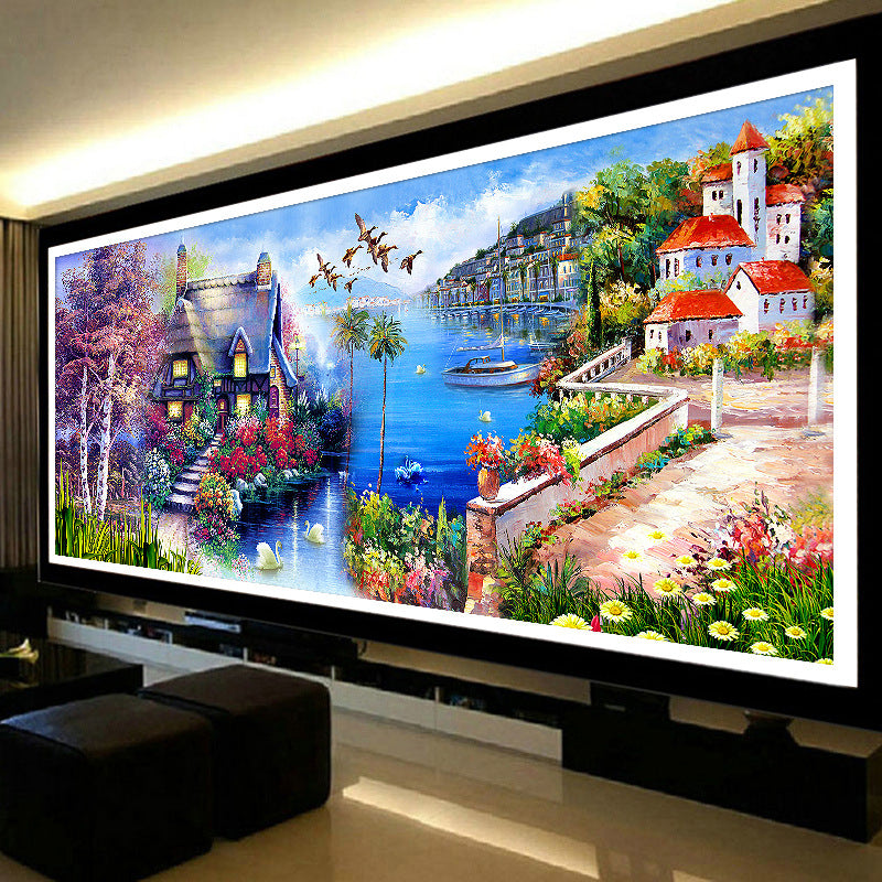 120x50cm Beautiful House 5d diy diamond painting full drill NO FRAME