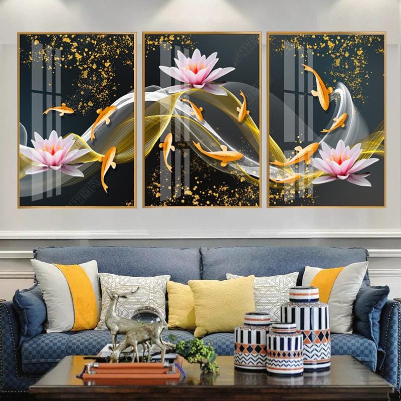 120X50CM-9 Fish- DIY 5D Diamond Painting Full drilled No frame -3pcs（Each40x50cm）