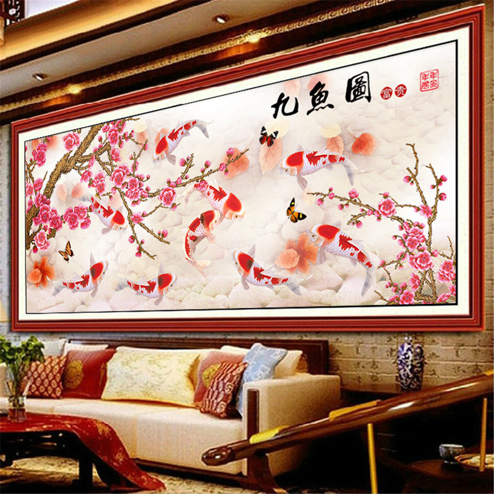 120x60cm(Special beads) 9 fish 5d diy diamond painting full drill NO FRAME