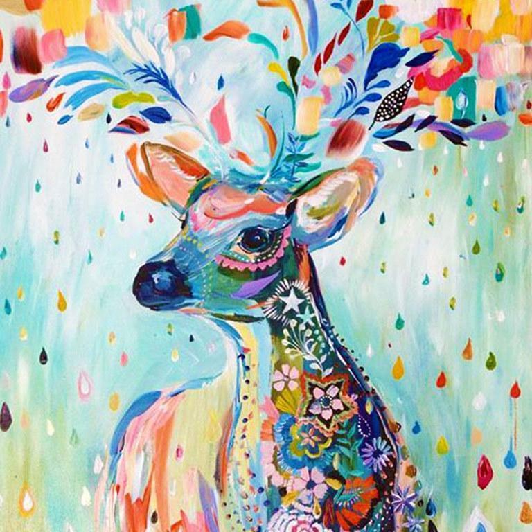 60X75CM-Colorful Deer 5D Full Diamond Painting DIY No Frame A6076