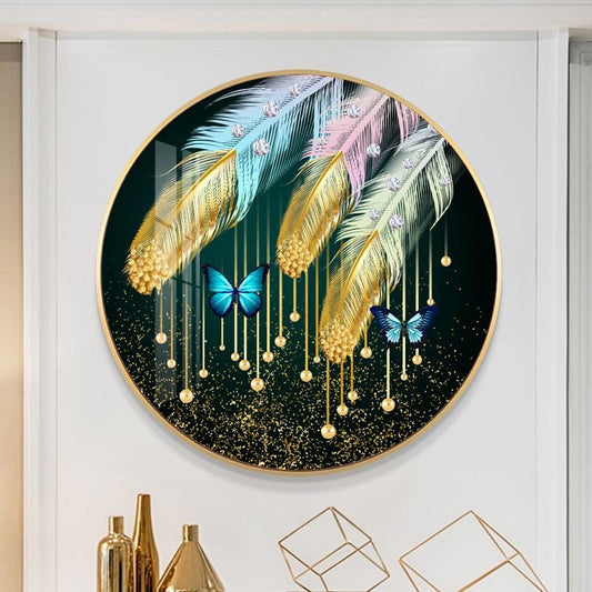 60x60CM  Feather & butterfly Full Diamond Painting NO Frame Round diamond  M3950