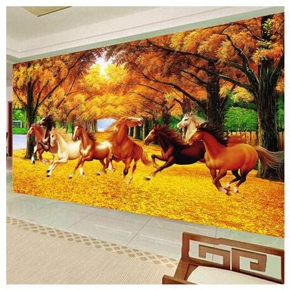 100x40CM 8 Horse 5D Full Diamond Painting DIY Pictures A9775