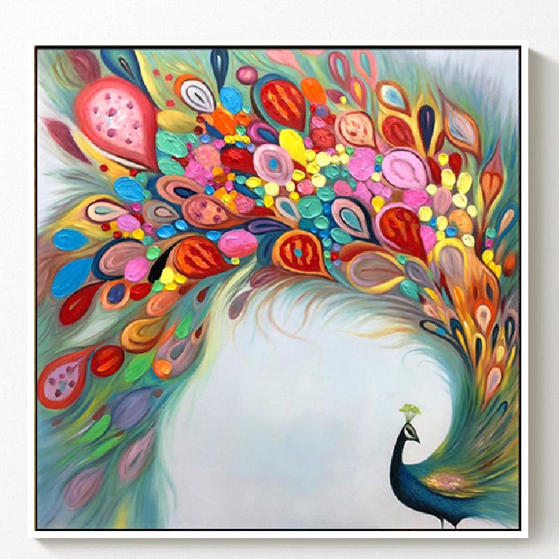 60X60 CM Colorful Peacock  5D Full Diamond Painting DIY NO Frame