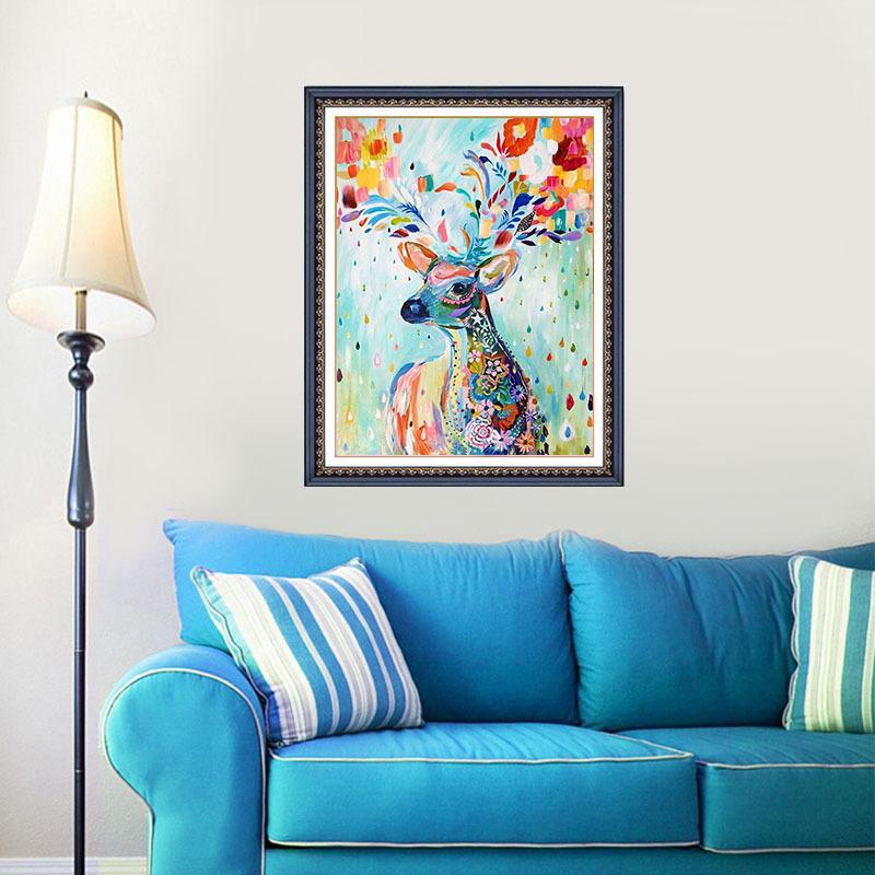 60X75CM-Colorful Deer 5D Full Diamond Painting DIY No Frame A6076