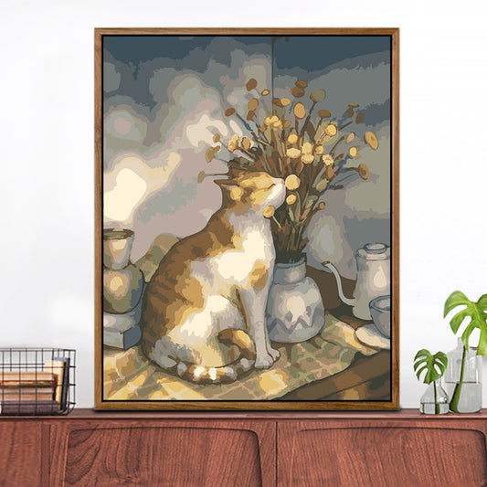 Cat 03 No Framed DIY Oil Painting By Numbers Canvas Wall Art For Living Room Home Decor 40*50CM