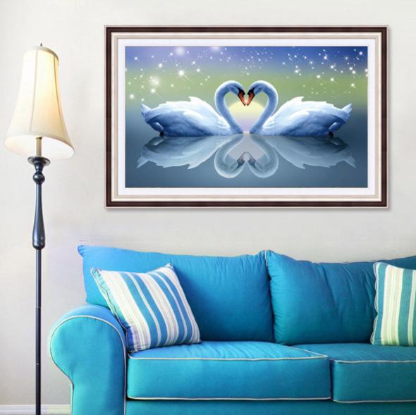 70x45CM Love Swan 5D Full Diamond Painting NO Frame