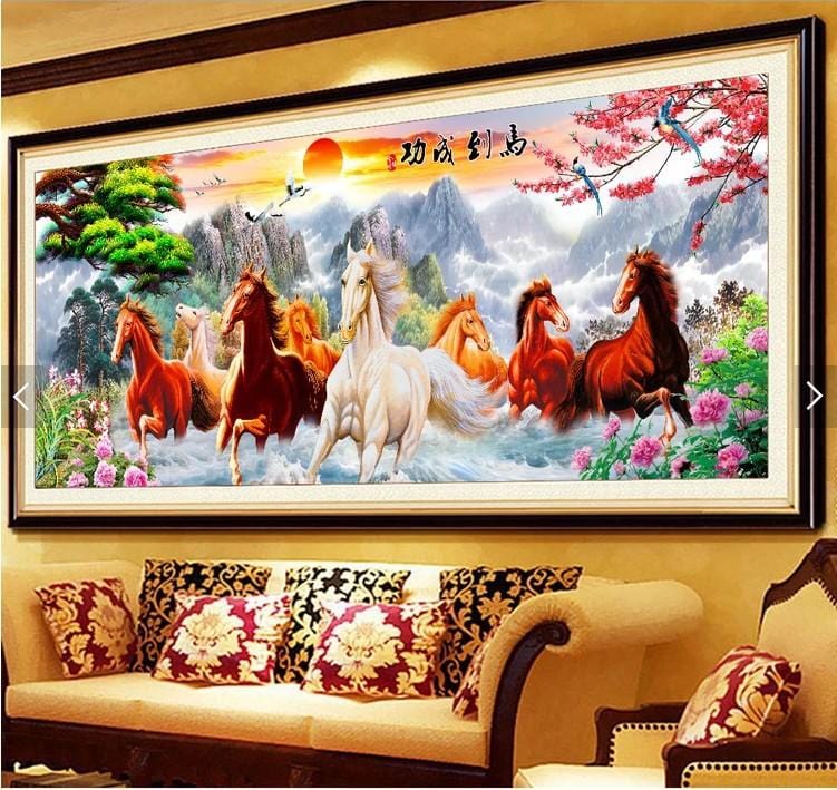 120X50CM-8 horse -DIY 5D full Diamond Painting NO FRAME M7566