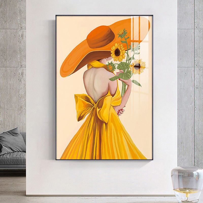 Yellow Hat Girl 5d diy diamond painting full drill NO FRAME  M8640