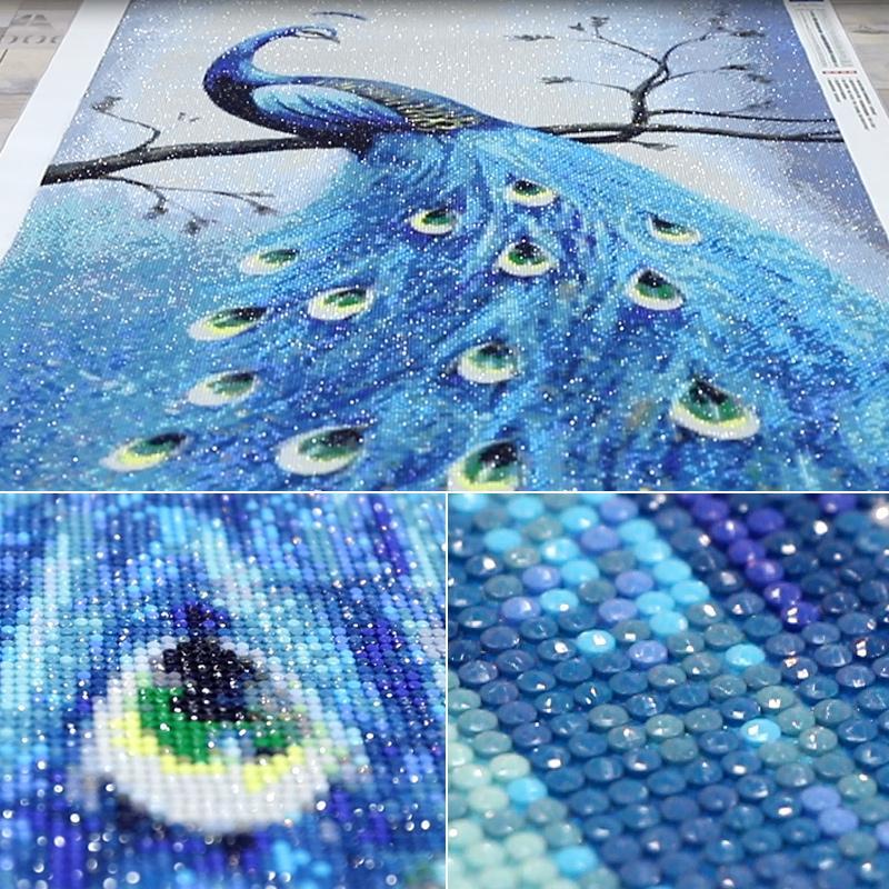 60X110CM-Blue Peacock 5D Full Diamond Painting DIY M5333