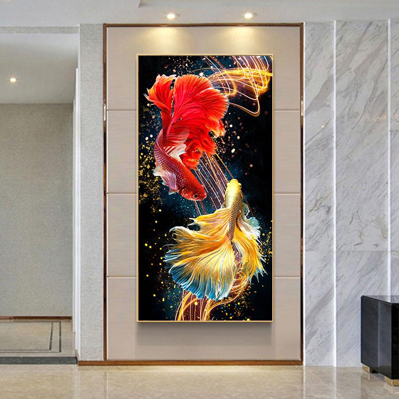 60x120CM-Koi- DIY 5D full Diamond Painting NO FRAME M6561